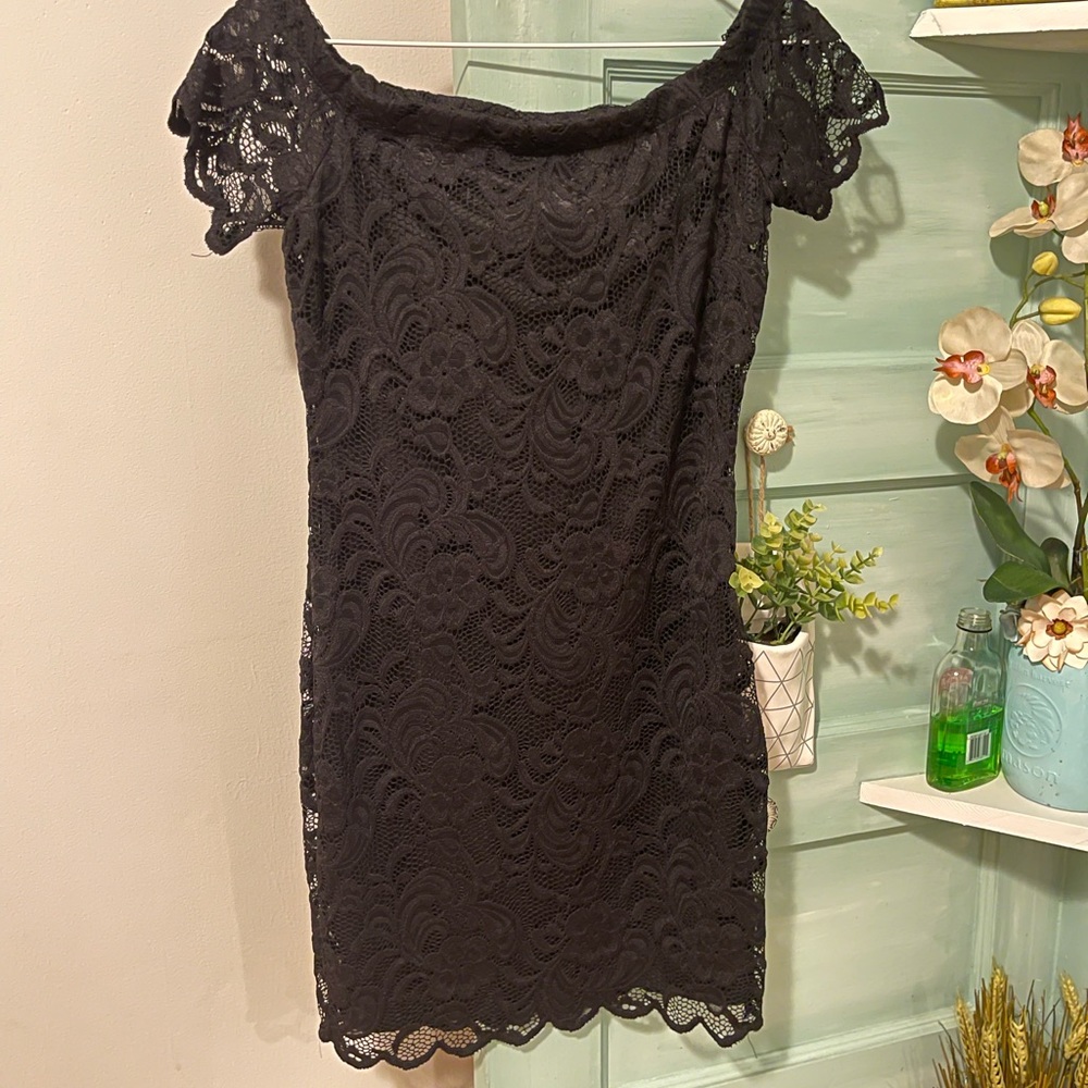 Ambiance Sexy Black Little Dress with lace. Size M but fits like small.